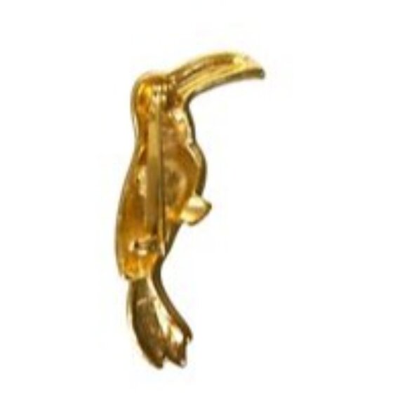 Parrot Brooch Pin Enamel Green Red Gold Color Toucan Alloy Costume Jewelry EUC - Picture 3 of 7